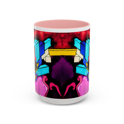 Abstract Neon Art Coffee Mug — Colorful Geometric Accent Mug
