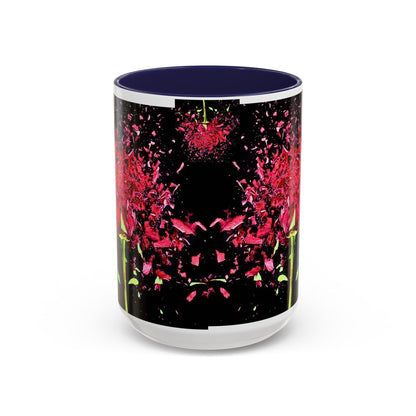 Black Floral Splash Coffee Mug — Red Rose Explosion Accent Mug (11/15oz)