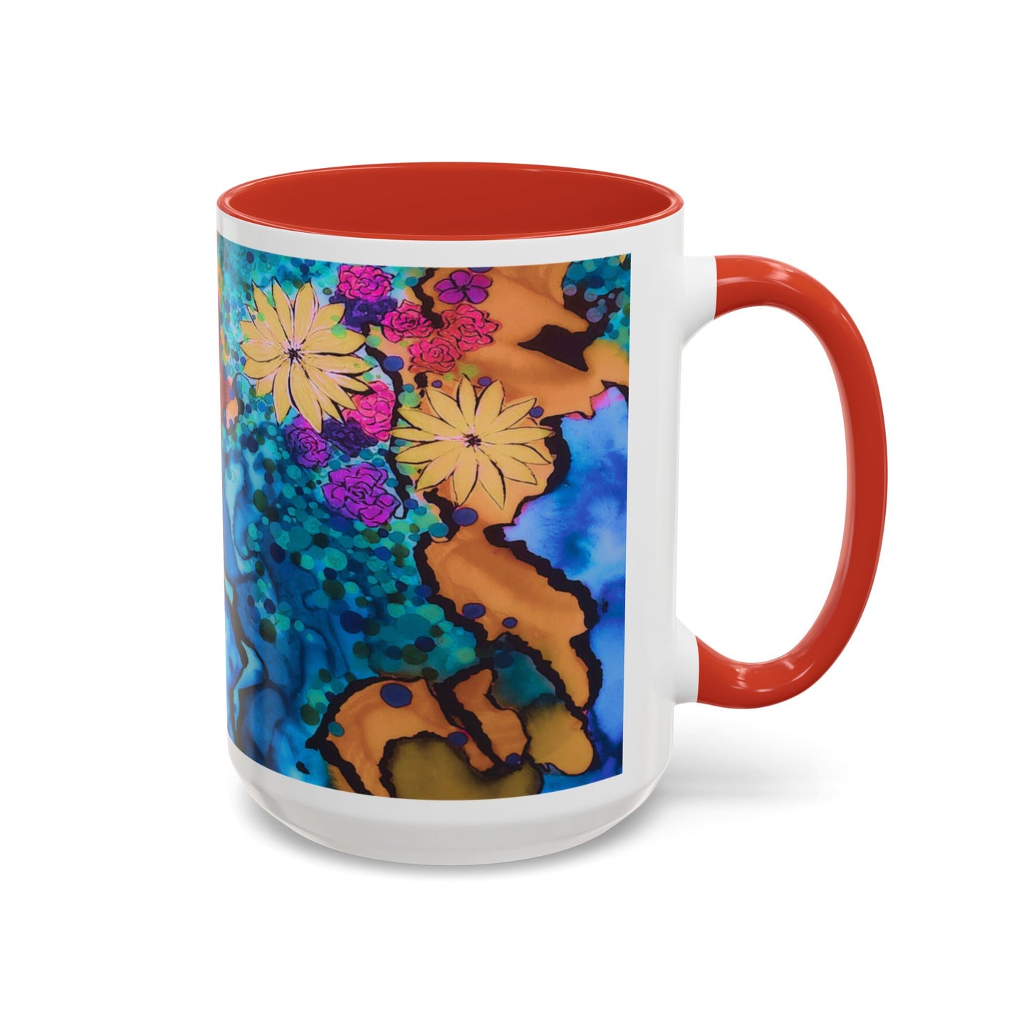 Vibrant Floral Watercolor Accent Coffee Mug