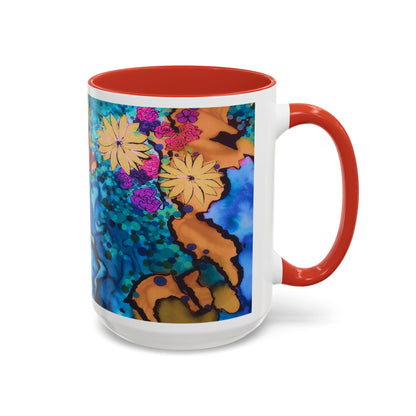 Vibrant Floral Watercolor Accent Coffee Mug