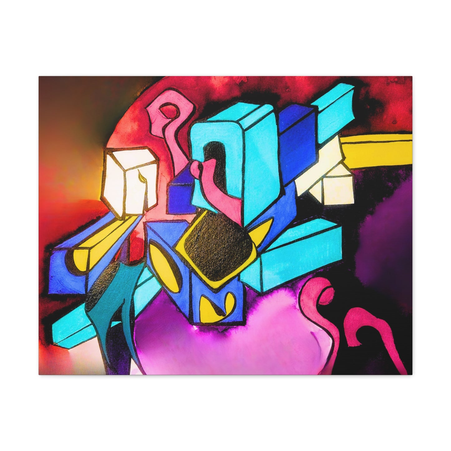 Abstract Neon Geometric Canvas Print