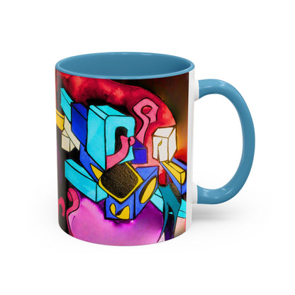 Abstract Neon Art Coffee Mug — Colorful Geometric Accent Mug