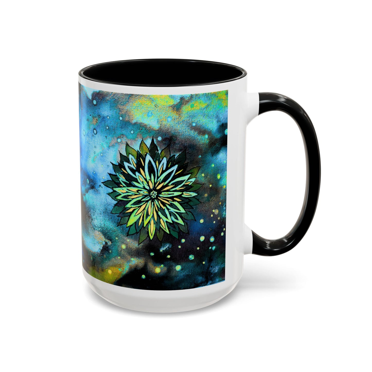 Blue Galaxy Floral Accent Coffee Mug — 11/15oz