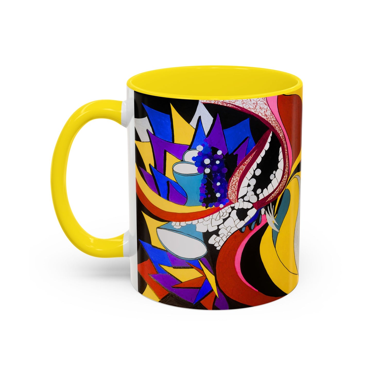 Abstract Colorful Face Accent Coffee Mug — Bold Pop Art Ceramic Gift