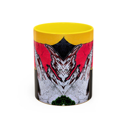 Abstract Mountain Dragon Coffee Mug — Colorful Accent Ceramic Mug (11/15oz)