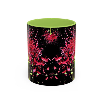Black Floral Splash Coffee Mug — Red Rose Explosion Accent Mug (11/15oz)