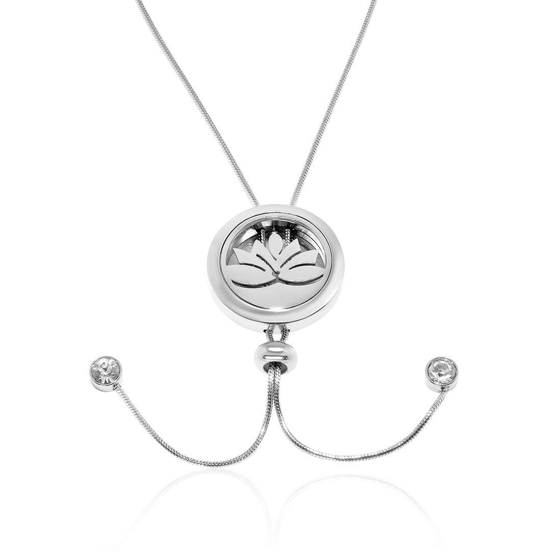 Lotus Pendant Necklace with adjustable snake chain FEP029SR-0